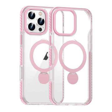 Skal Magsafe till iPhone 16 Pro Max - Transparent rosa med ringstativ