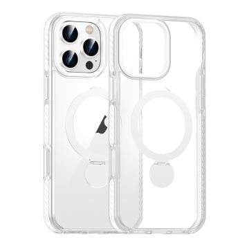 Skal Magsafe till iPhone 16 Pro Max - Transparent vit med ringstativ