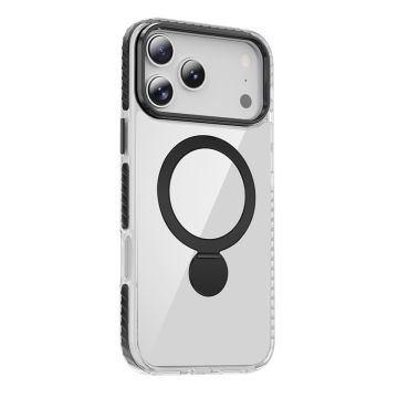 Skal Magsafe till iPhone 17 Pro - Transparent svart med ringstativ