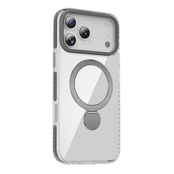 Skal Magsafe till iPhone 17 Pro Max - Transparent grå med ringstativ