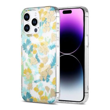 iPhone 14 Pro Max Mobilskal MagSafe - Blommor Turkos