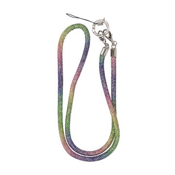 Mobilband Halsband 80cm - Regnbågsfärgad glitter