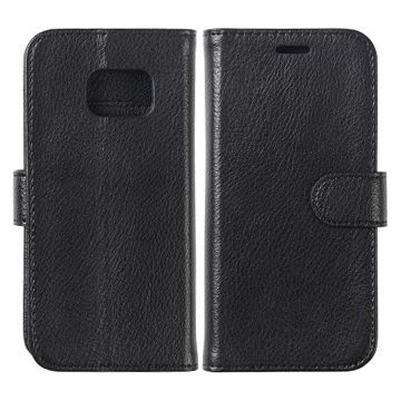 Samsung S7 Edge Plånboksfodral Läder med Stativ - Svart