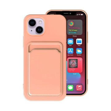 iPhone 14 Silikonskal med Korthållare - Rosa- G-SP.se