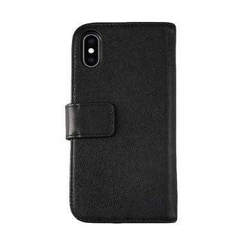 iPhone X/XS Plånboksfodral Läder Rvelon - Svart- G-SP.se