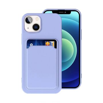 iPhone 14 Plus Silikonskal med Korthållare - Lila- G-SP.se
