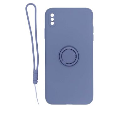 iPhone X/XS Silikonskal med Ringhållare och Handrem - Grå- G-SP.se