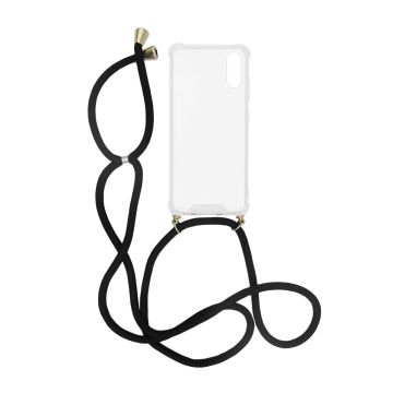 iPhone X/XS Stöttåligt Skal med Halsband - Transparent/Svart- G-SP.se