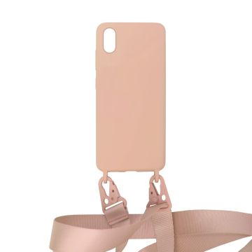 iPhone XS Max Silikonskal med Rem/Halsband - Rosa- G-SP.se