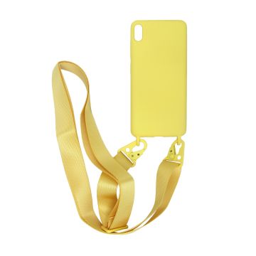 iPhone XS Max Silikonskal med Rem/Halsband - Gul- G-SP.se