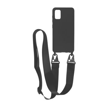 Samsung A41 Silikonskal med Rem/Halsband - Svart- G-SP.se
