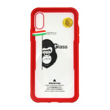Skal Med Härdat Glas iPhone X/XS - Röd- G-SP.se