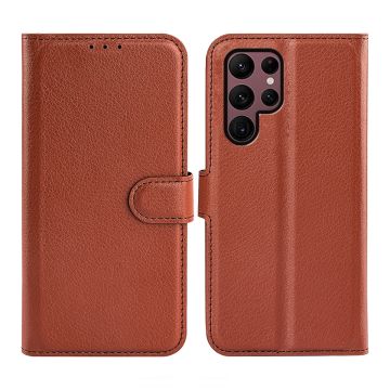 Samsung Galaxy S23 Ultra Plånboksfodral med Stativ - Brun- G-SP.se