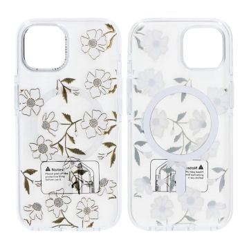 Skal Magsafe till iPhone 15 - Transparent blommor och kvistar