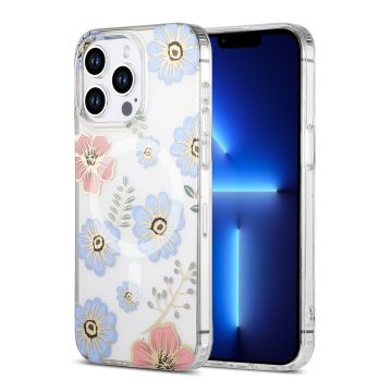 iPhone 13 Pro Mobilskal MagSafe - Blommor Röd/Blå
