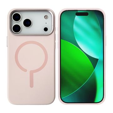 Mobilskal Silikon med Kamera Metallram för iPhone 17 Pro - Rosa