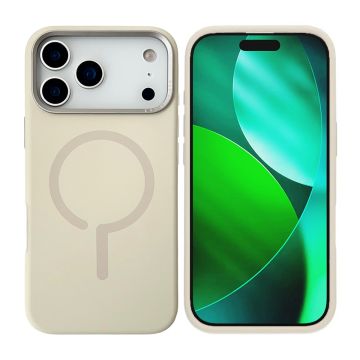 Mobilskal Silikon med Kamera Metallram för iPhone 17 Pro - Vit