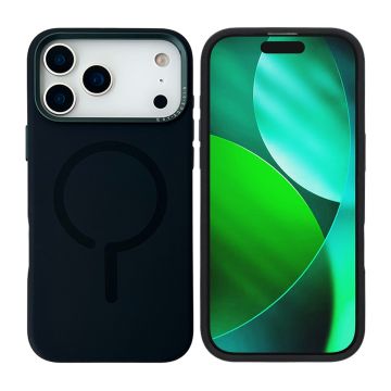 Mobilskal Silikon med Kamera Metallram för iPhone 17 Pro Max - Svart