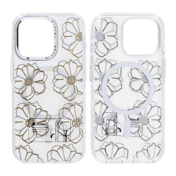 Mobilskal Magsafe till iPhone 15 Pro - Transparent med blommor