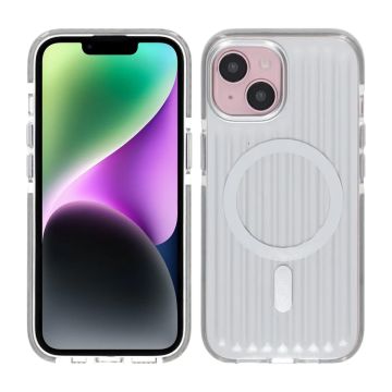 Mönstrat TPU Skal med Magsafe till iPhone 13/14/15 - Silver