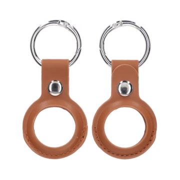 Airtag Fodral PU-Läder Nyckelring - Brun