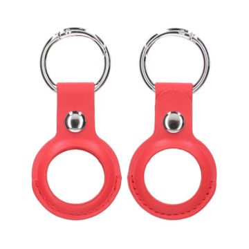 Airtag Fodral PU-Läder Nyckelring - Rosa