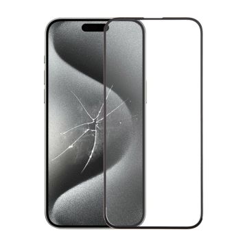 Rvelon Skärmskydd iPhone 15 Pro Max Härdat Glas 2.5D - Svart (miljö)