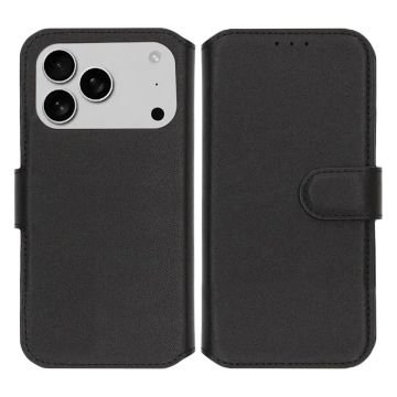 Rvelon Plånboksfodral Äkta Läder för iPhone 17 Pro - Svart