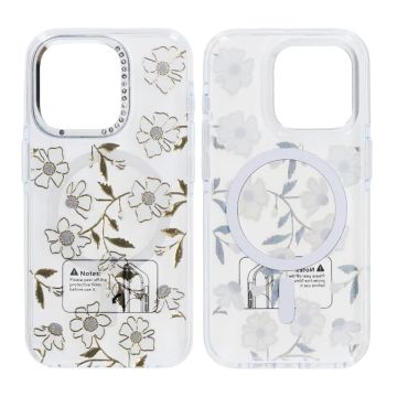 Skal Magsafe till iPhone 15 Pro - Transparent blommor och kvistar