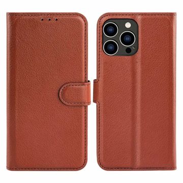 iPhone 15 Pro Plånboksfodral med stativ - Brun- G-SP.se