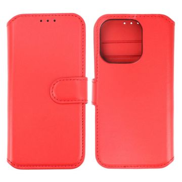 iPhone 15 Pro Plånboksfodral Läder Rvelon - Röd- G-SP.se