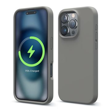 iPhone 16 Pro Mobilskal Silikon Magnet Rvelon - Grå