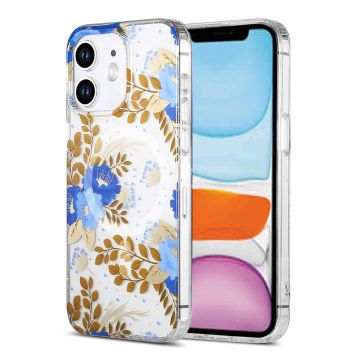 iPhone 11 Mobilskal MagSafe - Blommor Blå/Guld