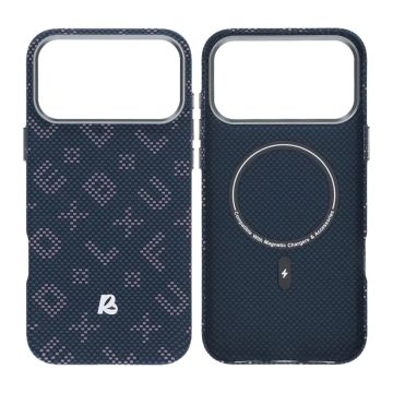 Mobilskal Aramidfiber för iPhone 17 Pro - Blå med text