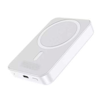 Powerbank Magnetisk med Trådlös Laddning 10000 mAh - Vit- G-SP.se