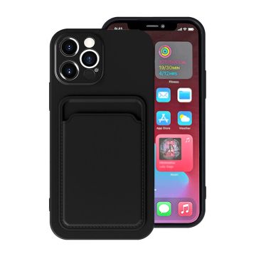 iPhone 13 Pro Silikonskal med Korthållare - Svart- G-SP.se