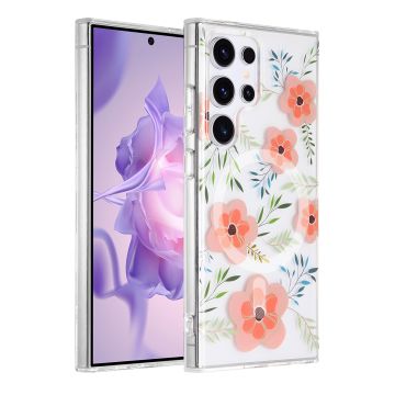 Samsung Galaxy S24 Ultra Mobilskal Magnet - Blommor Rosa