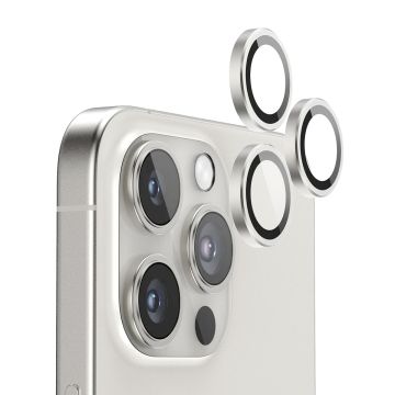 iPhone 16 Pro och 16 Pro Max Kameralins med metallram - Vit