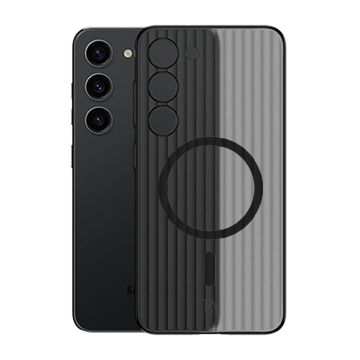 Samsung Galaxy S23 Mobilskal Korrugerad med Magnet Rvelon - Svart