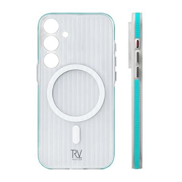 Samsung Galaxy S24 Mobilskal Korrugerad med Magnet Rvelon - Blå