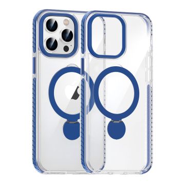 Skal Magsafe till iPhone 15 Pro - Transparent blå med ringstativ