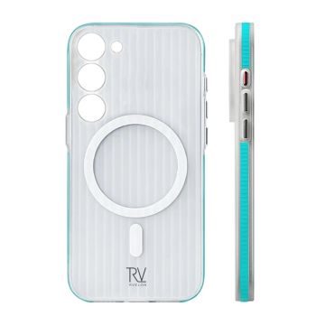 Samsung Galaxy S23 Mobilskal Korrugerad med Magnet Rvelon - Blå- G-SP.se