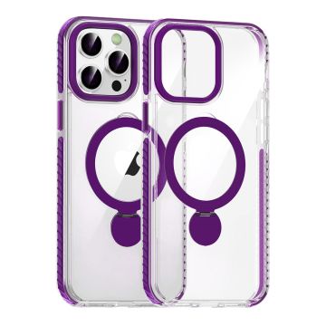 Skal Magsafe till iPhone 15 Pro - Transparent lila med ringstativ