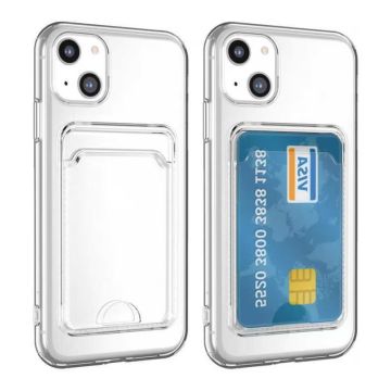 iPhone 15 Plus Stöttåligt Skal med Korthållare - Transparent- G-SP.se