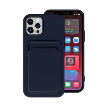 iPhone 13 Silikonskal med Korthållare - Blå