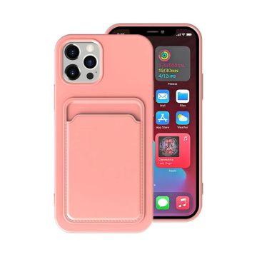 iPhone 13 Silikonskal med Korthållare - Rosa