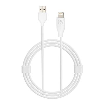Rvelon iPhone-kabel USB A till Lightning MFi Silikon 2M Vit
