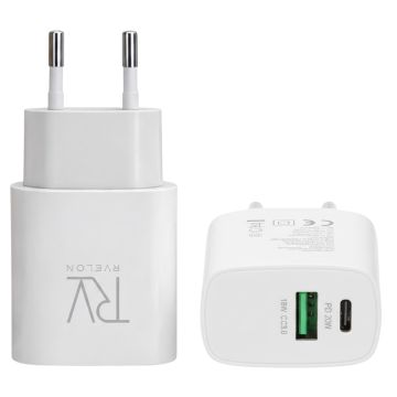 Rvelon Laddare Dubbel USB-A & USB-C 20W - 10 pack (bulk)