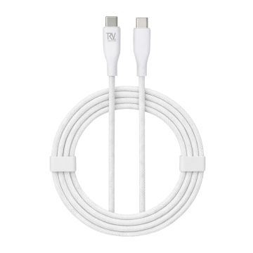 Rvelon USB-C Flätad Laddkabel 60W Snabbladdning 2m - Vit